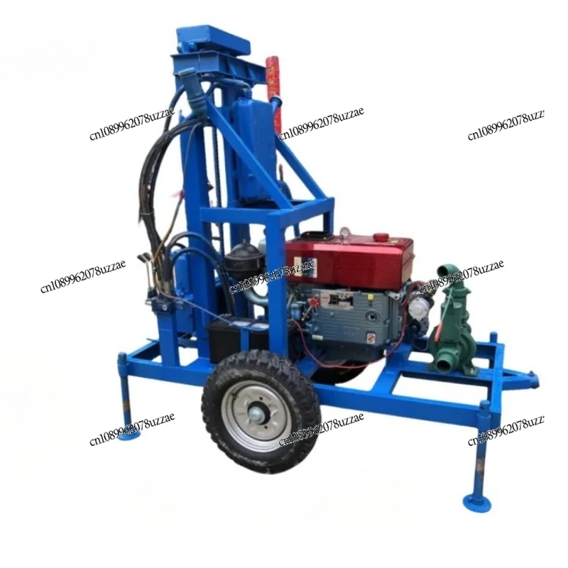 

100m Deep Portable Die Sel Hydraulic Water Well Rotary Drilling Rig Borehole Water Well Drilling Machine Ine with Electric Start