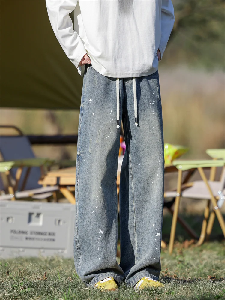 

Мужские свободные джинсы прямого кроя Street Sle Cool Haome Water Washed в американском уличном стиле