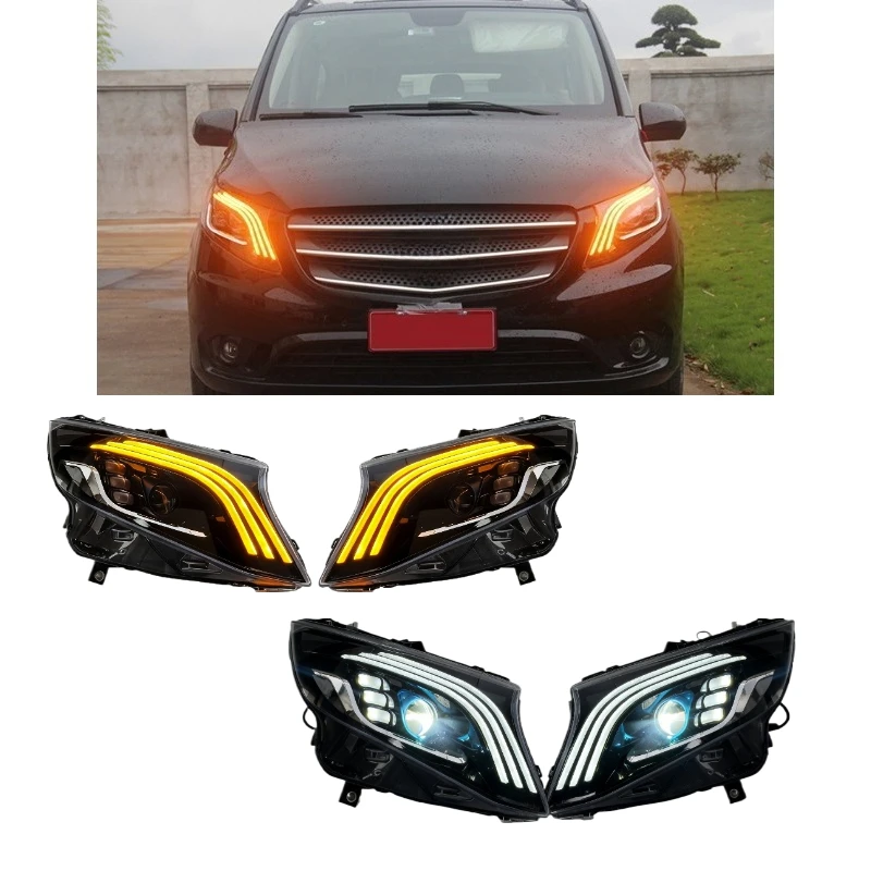

For Mercedes V-Class Vito 2016-2023 Maybach Style LED Headlights with Daytime Running Lights Dynamic Turn Signal Car Accessories