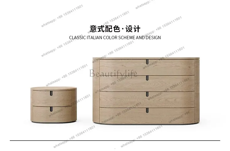 Factory Direct American Country Bedroom Bedside Storage Cabinet Small Black Walnut Round Storage Side Cabinet