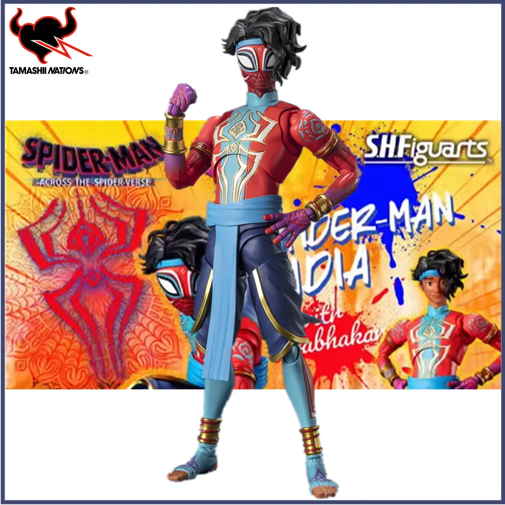 ในสต็อกต้นฉบับอะนิเมะ Spider-Man: ข้าม Spider-Vers S.H.Figuarts Pavitr Prabhakar PVC Action Spiderman SHF ของเล่น