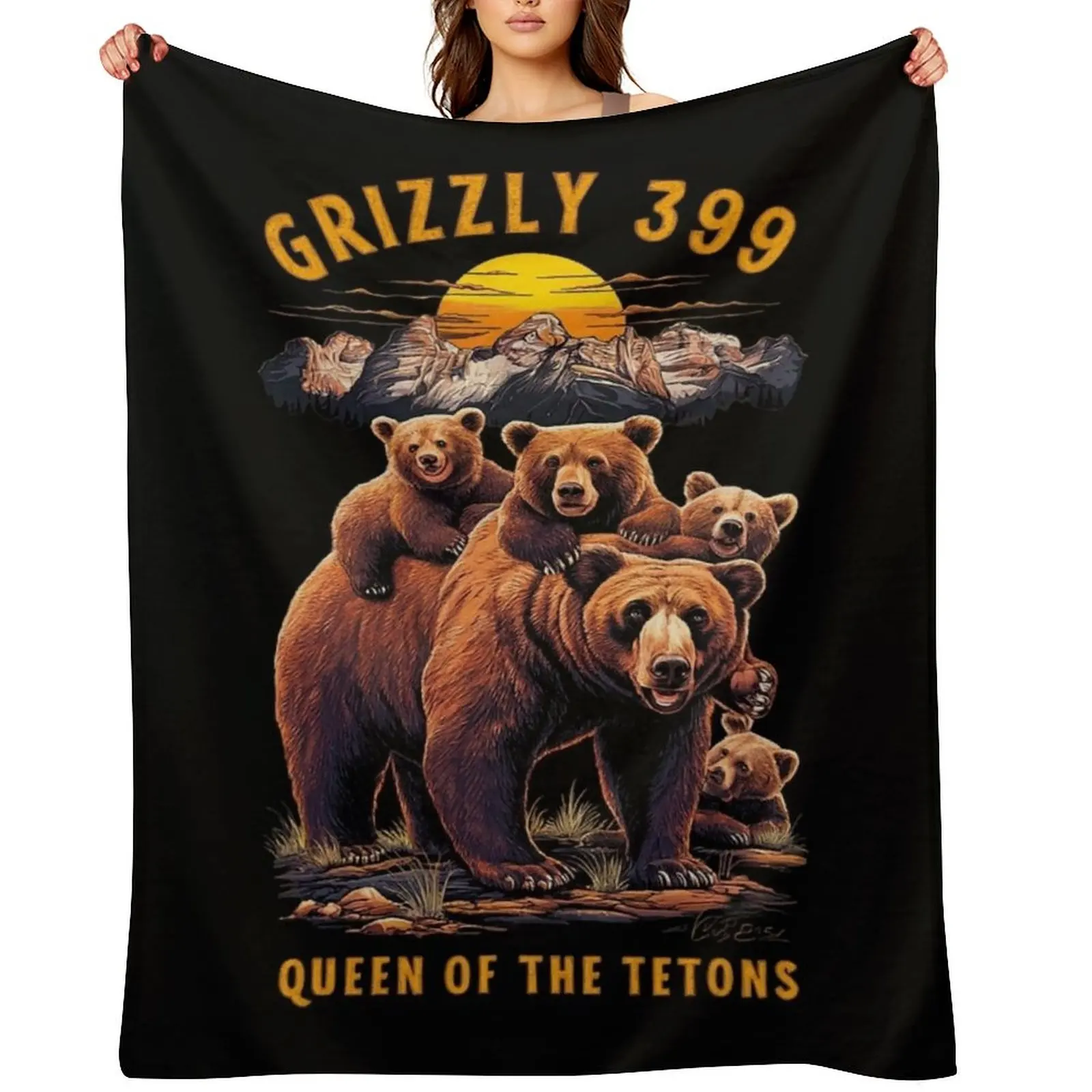 

399 Bear National Park Throw Blanket Warm Single Flannel Fabric For Sofa Thin Blankets