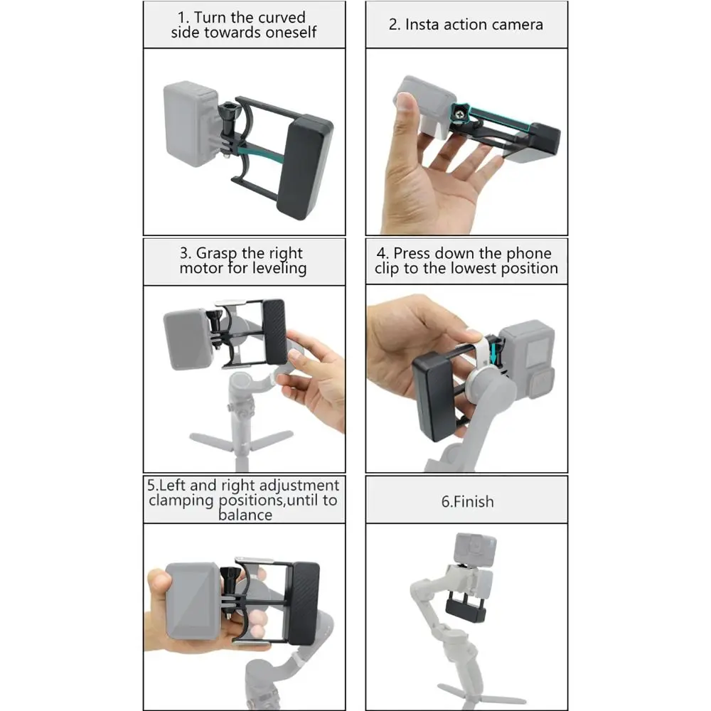 Adjustable Action Camera Adapter Universal Carbon Fiber Design Handheld Gimbal Switch Mount Plate for DJI Osmo Mobile 7P/7 - Image 6
