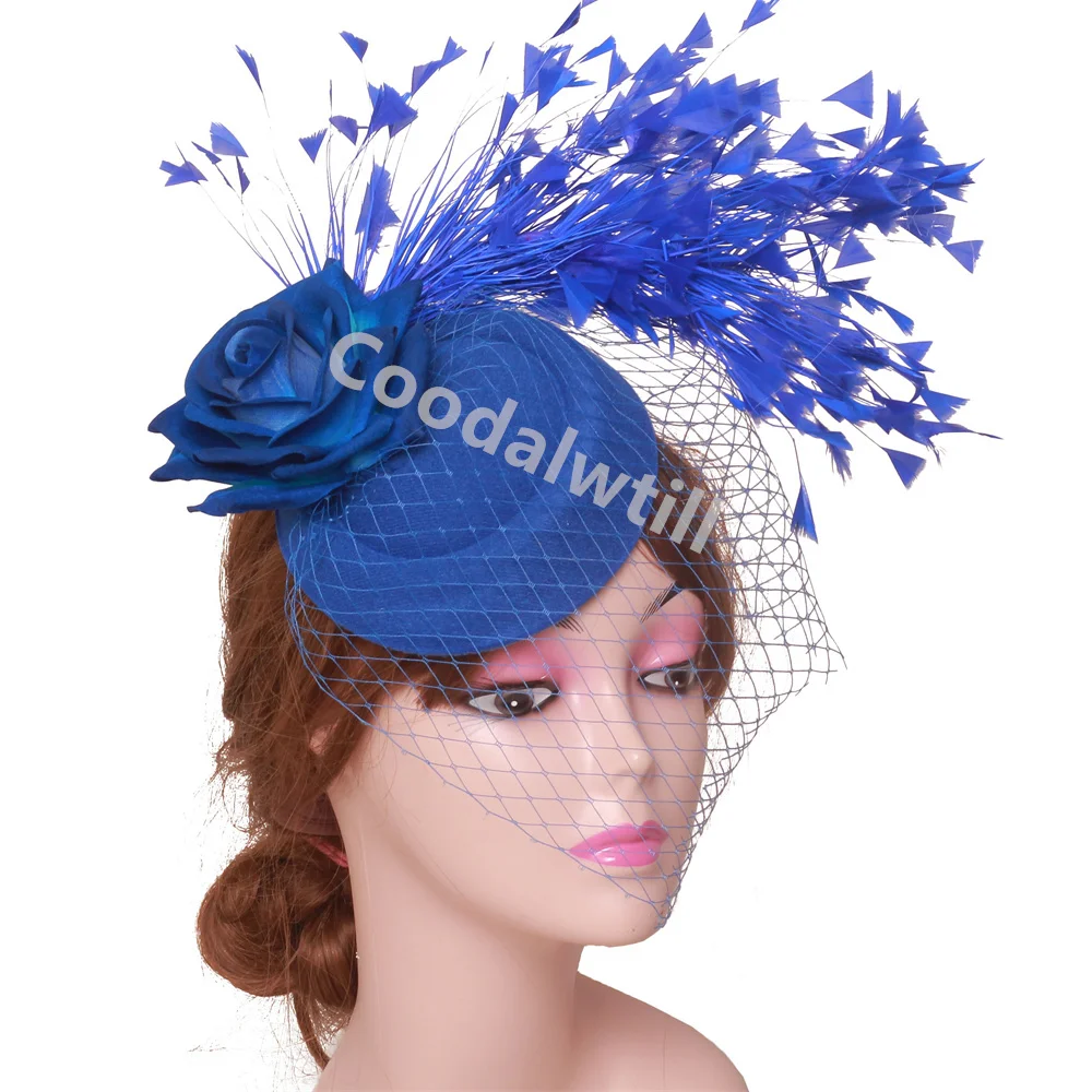 

Bride Veils Pillbox Fascinator Hat Ladies Wedding Party Headwear Women Feather Pillbox Cap Flower Derby Wedding Headpiece Ladies