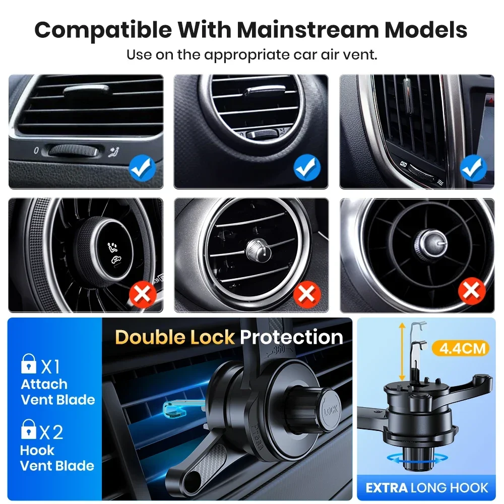 TOPK Strongest Magnet Car Phone Holder Air Vent Mount Universal Mag-Safe for All iPhone Cell Phones
