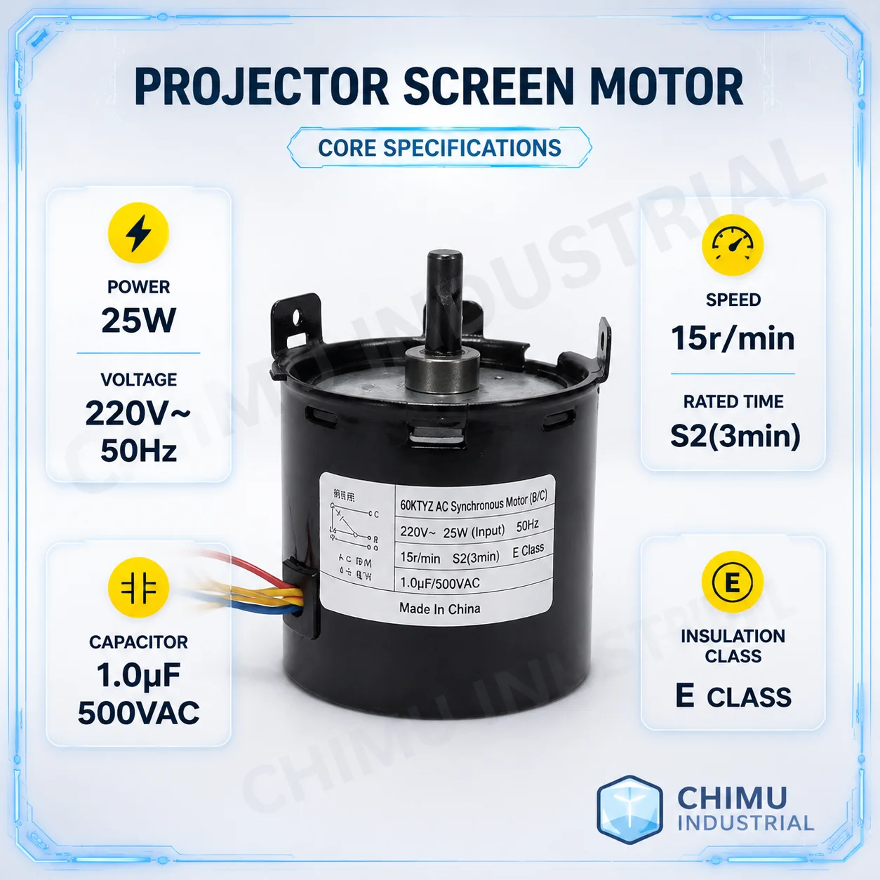 【CHIMU INDUSTRIAL】 for 60KTYZ-B/CD Permanent Magnet Synchronous Motor for Electric Projection Screen 220V