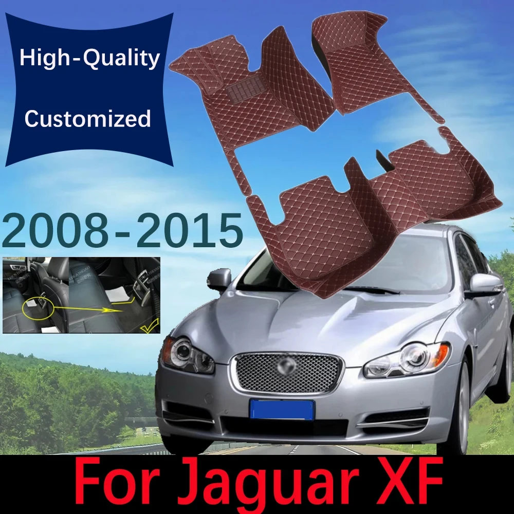 Custom Leather Car Floor Mats For Jaguar XF Sedan 2008~2015 Fashion Automobile Carpet Rugs Foot Pads Interior Accessories