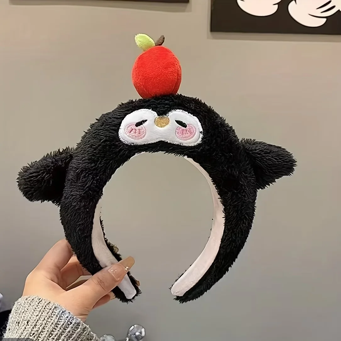 Niedliches Herzförmiges Schwarzes Pinguin-Plüsch-Haarband für Damen zum Gesichtwaschen, für Make-up und als Haaraccessoire-Stirnband – Detail 8