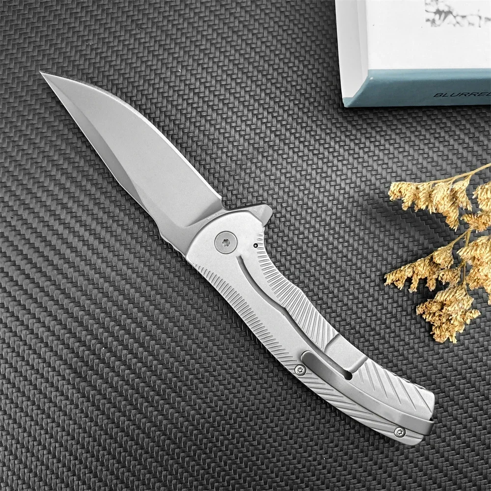 KS 3490 Les George Seguin Flipper Knife Gray PVD Blade Milled Stainless Steel Handle Folding Knife Outdoor Camping Tactical Tool