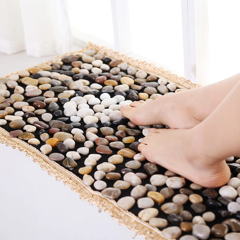 Pebble Floor Mat Foot Massage Mats Decorative Bathroom Rain Flower Stone Carpet Seat Rug Road Fingerboard  Therapy Walking Rugs