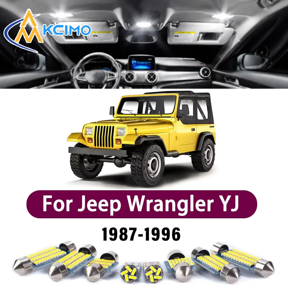 

High Lumen CANBUS Error Free LED Interior Light Kit For Jeep Wrangler YJ 1987-1996 Map Door Trunk Reading Dome Lamp Bulbs Set
