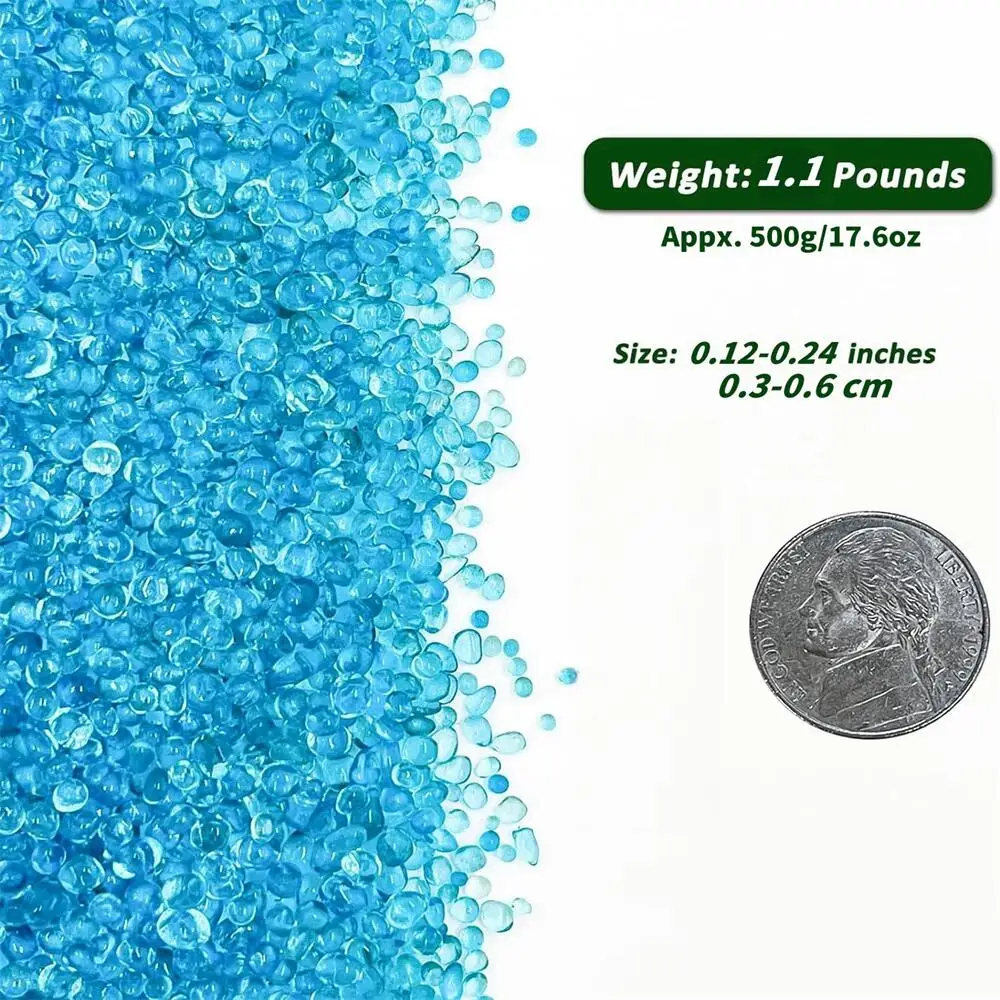 1.1 Lbs Small Aquarium Substrate Gravel Sand, Polished Smooth Fish Tank Gravel, Colorfast Uncoated Vibrant Blue Sea Glass