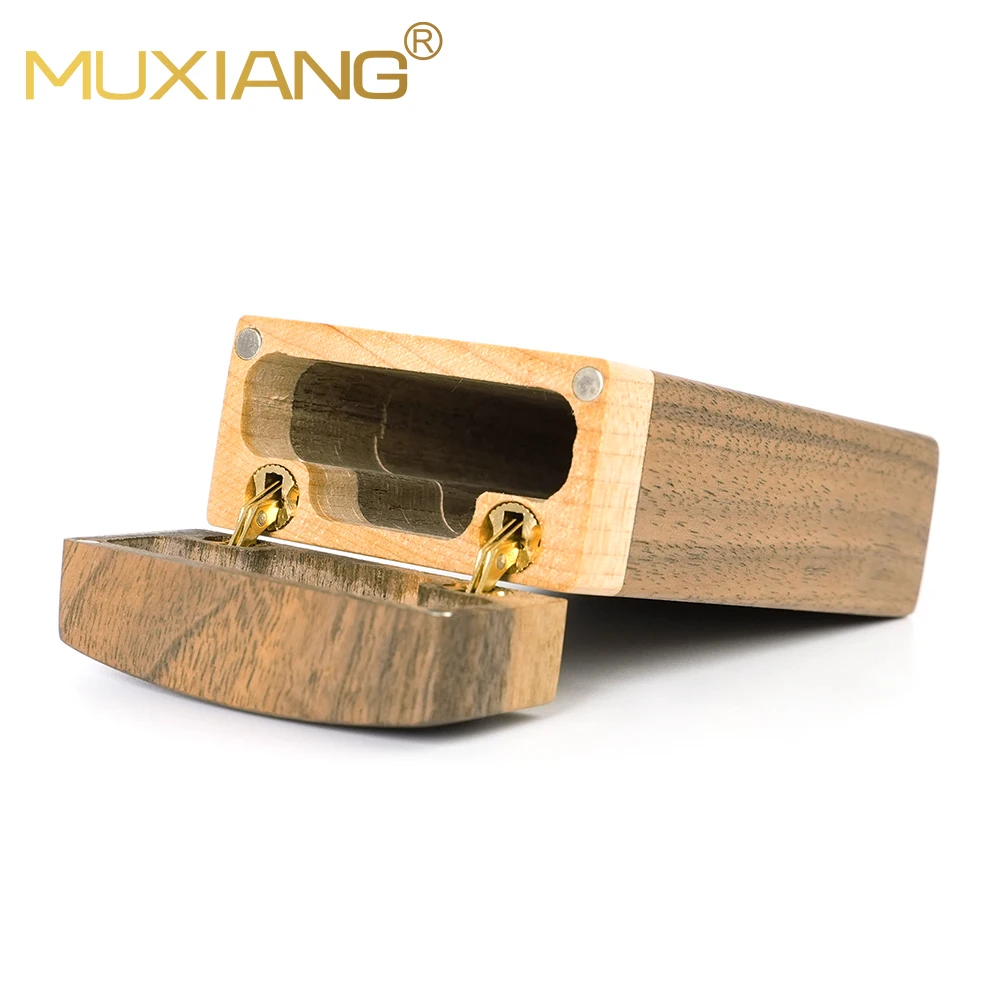 MUXIANG Solid wood cigarette box, clamshell type, large black walnut box, can hold 20pcs fine cigarettes, 11.1*5.5*2.7cm