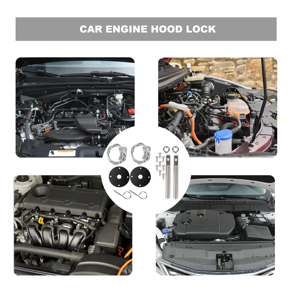 Bonnet Lock Clip Kit Universals Quick Release Modified Accessories Perfect Fit Car Stainless Steel Engine Mount Hood Pin Plate