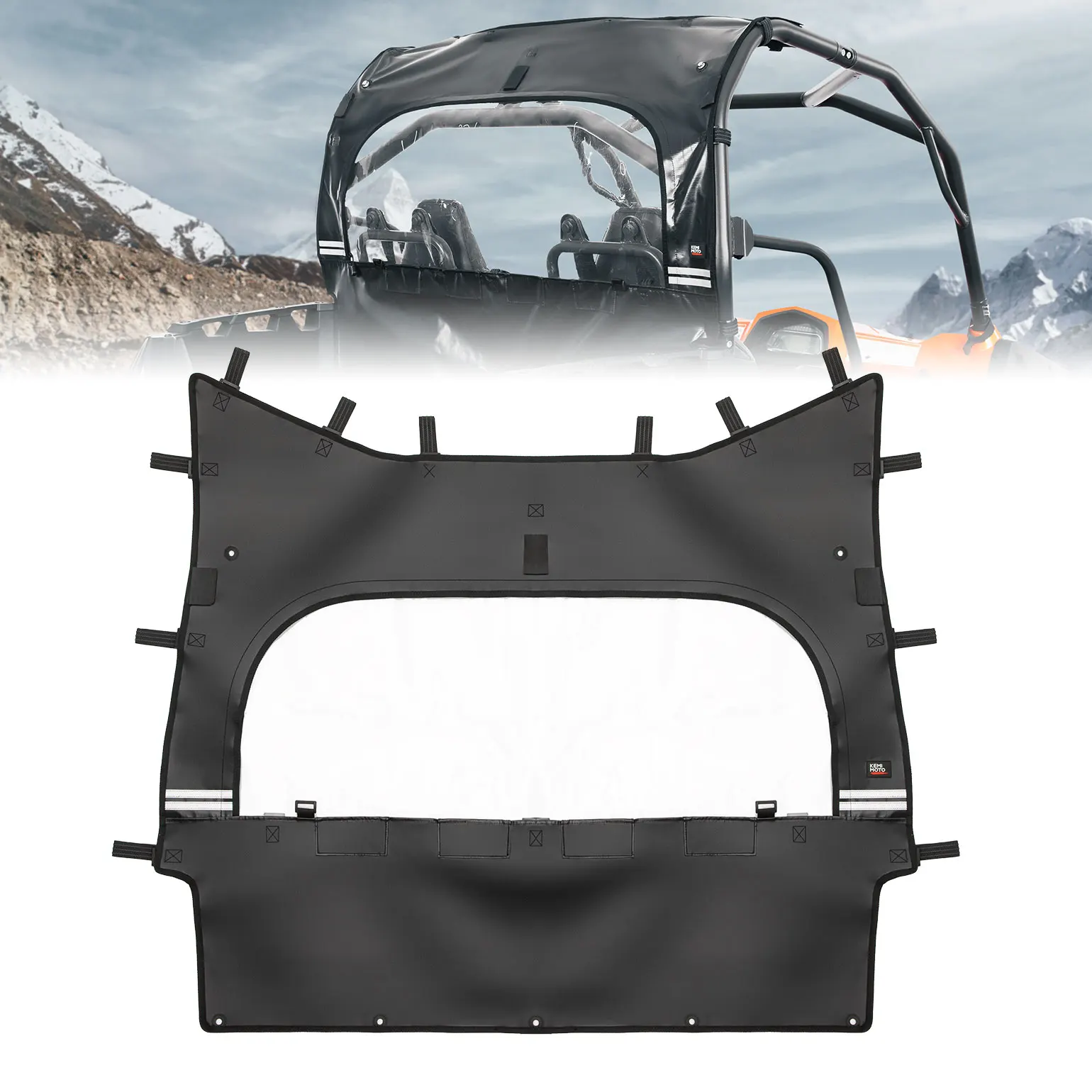 PVC Rear Soft Windshield For CF-MOTO ZFORCE 500 800 Trail/EX 1000 Waterproof 2-IN-1 w/ Zippered Window Clear Film 2014-2022