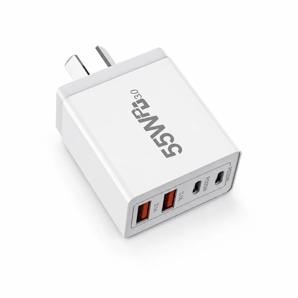 AU Plug 55W USB C Fast Charger 4 Port PD20W QC3.0 Wall Charger Type C USB-A Power Adapter for Xiaomi Redmi iPhone Samsung Phone