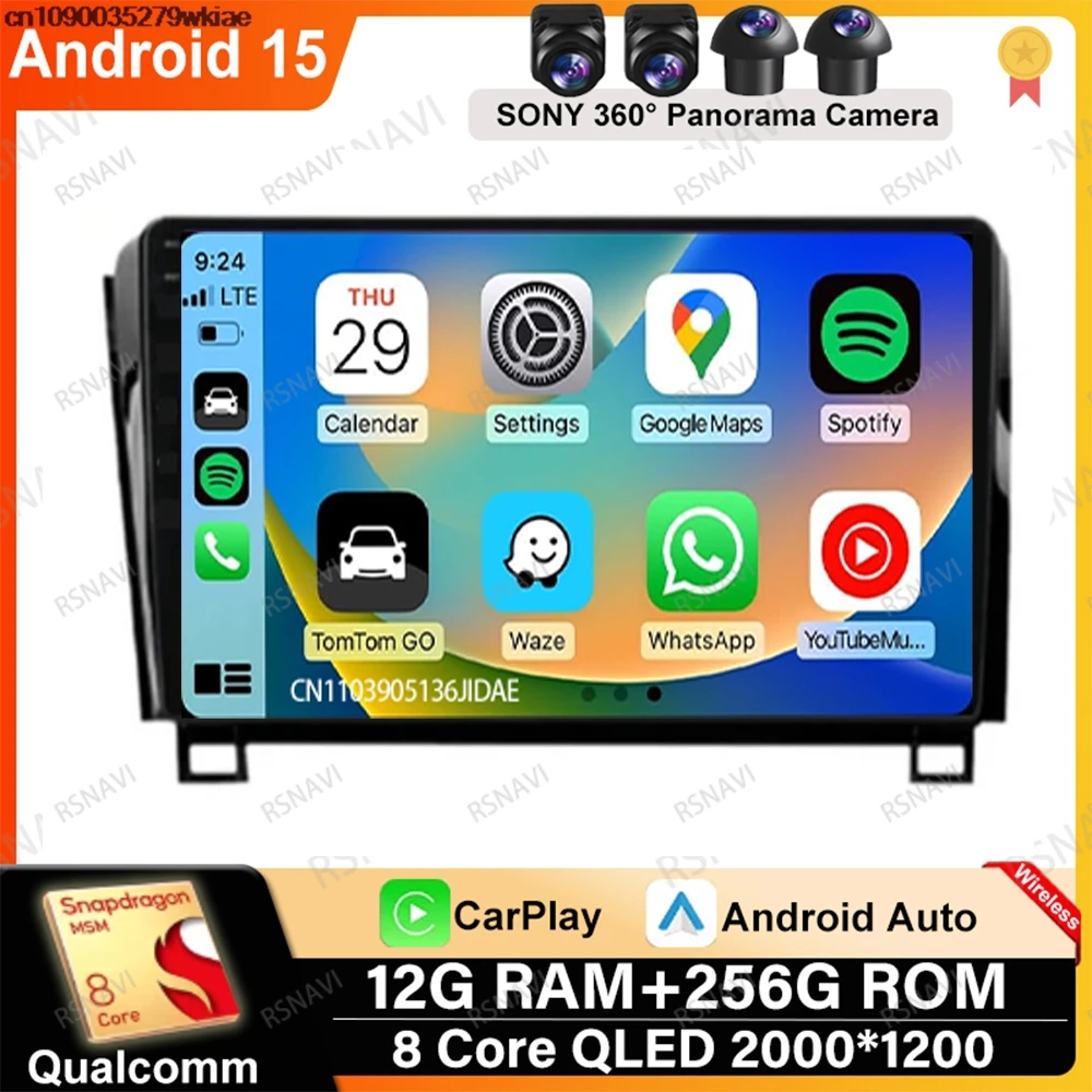 Android 15 For Toyota Tundra XK50 2007 - 2012 2013 9/10 Inch 360 Camera Stereo BT WIFI+ 4G LTE DVD Qualcomm Viedo Player DSP IPS