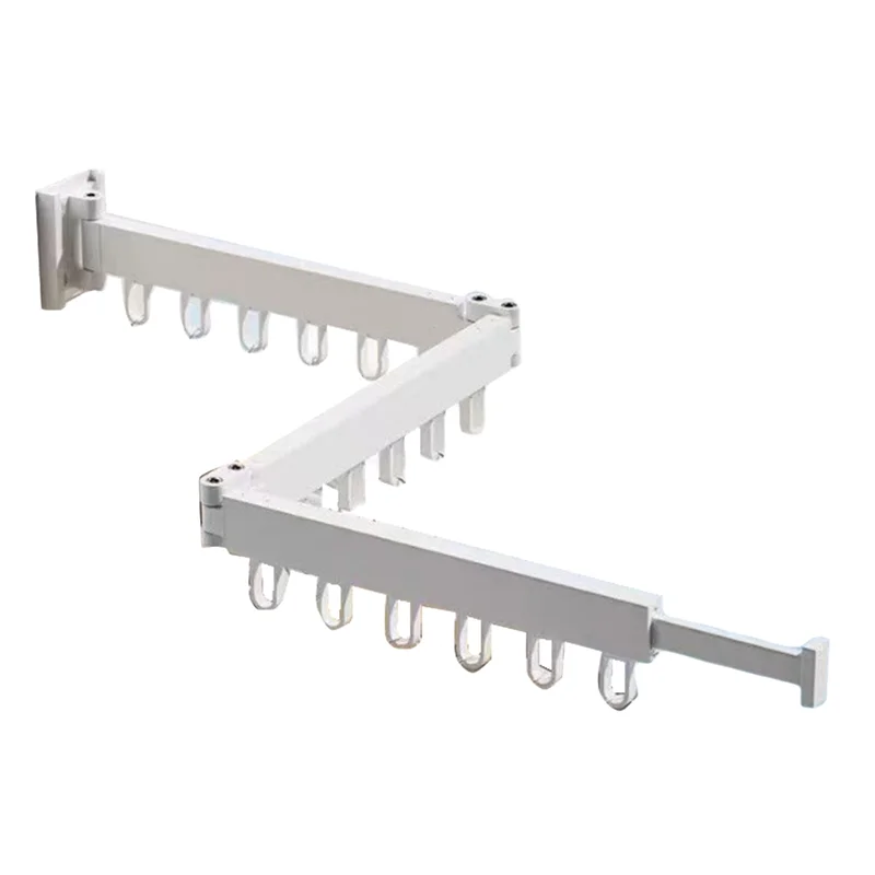 

AAAF Retractable Cloth Drying Rack Folding Clothes Hanger Wall Mount Indoor & Outdoor Saving,3-Fold With 18 Aluminum Ring