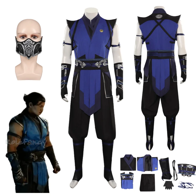 

Mortal Kombat Sub Zero Cosplay Fantasia Costume Vest Pants Outfits Male Men Role Play Clothes Halloween Carnival Disguise Suit