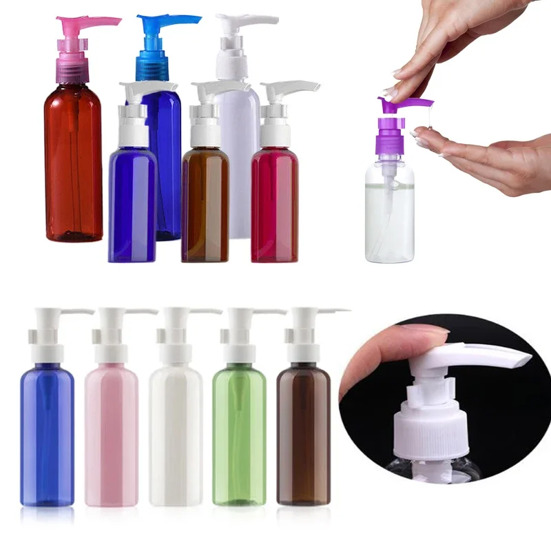 5Pcs 30/50/100/150ml Transparent Plastic PET Pump Dispenser Bottles For Lotion Massage Oils Shampoo Refillable Empty Containers