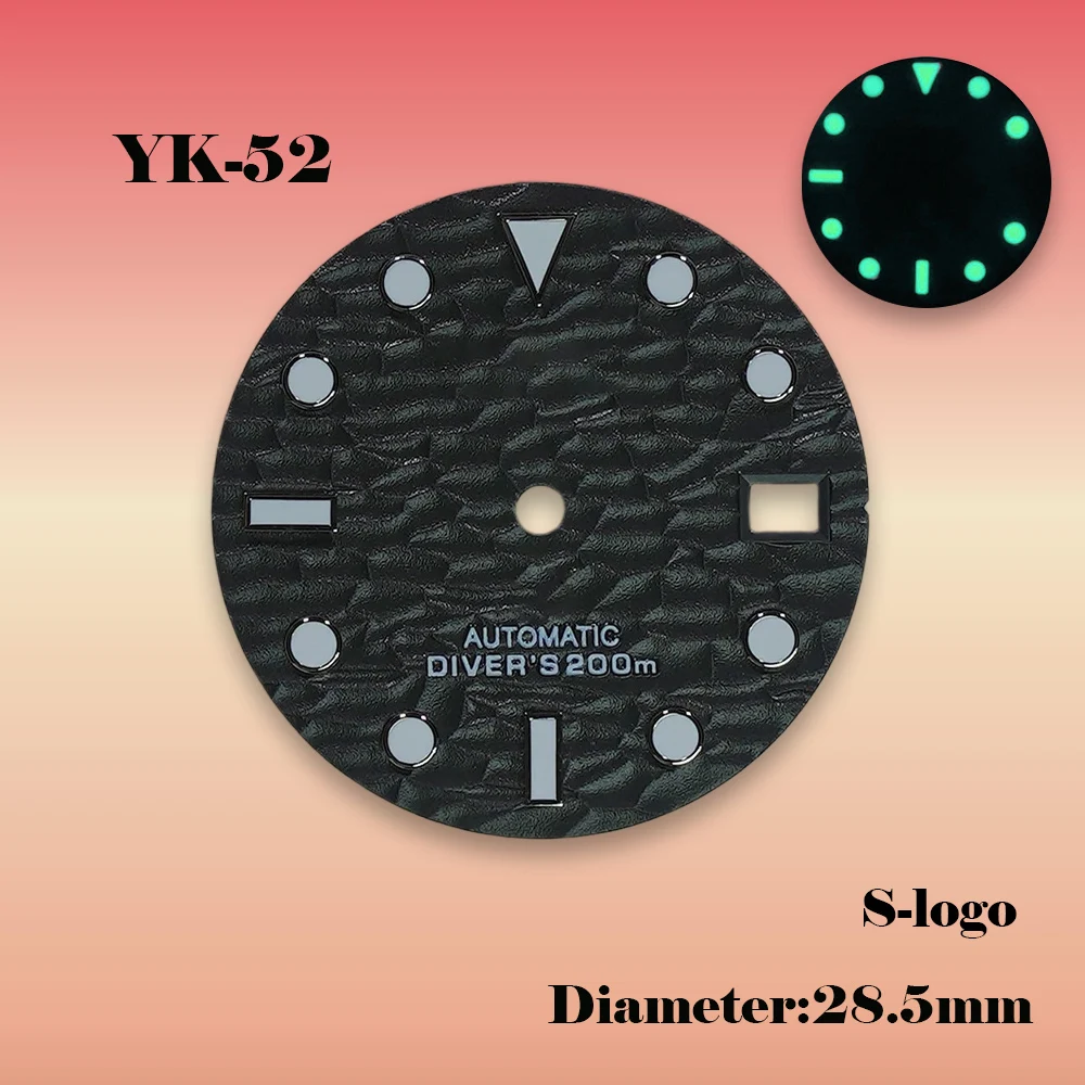 28.5mm 3D Blue Dives Wave Dial S Logo NH35 Dial Fit NH35/NH36 Movement Green Luminous Watch Modification Accessories Repair tool