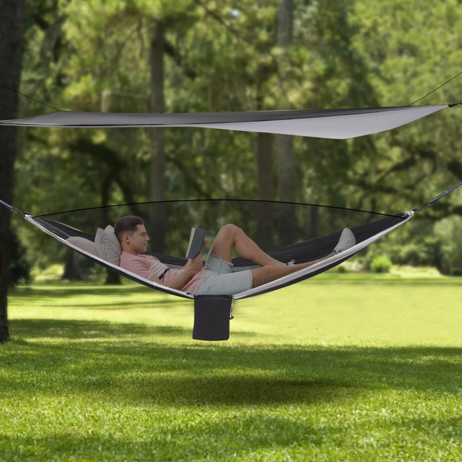 Hamaca portátil con mosquitera para camping, tienda y sábana, hamaca para trekking, viajes, jardín, senderismo, hamaca al aire libre