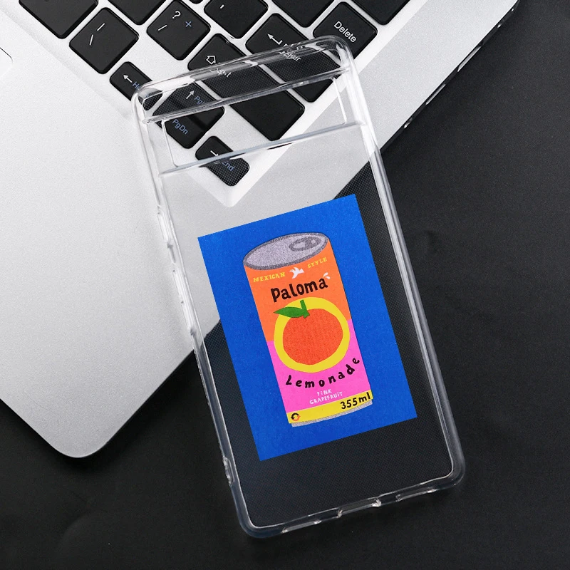 Funny Cute Pink Drink Bottle Sardine Tomato Phone Case For Google Pixel 8A 8 Pro 6 6A 5G 7 Pro 7A Clear Soft TPU Cover Fundas