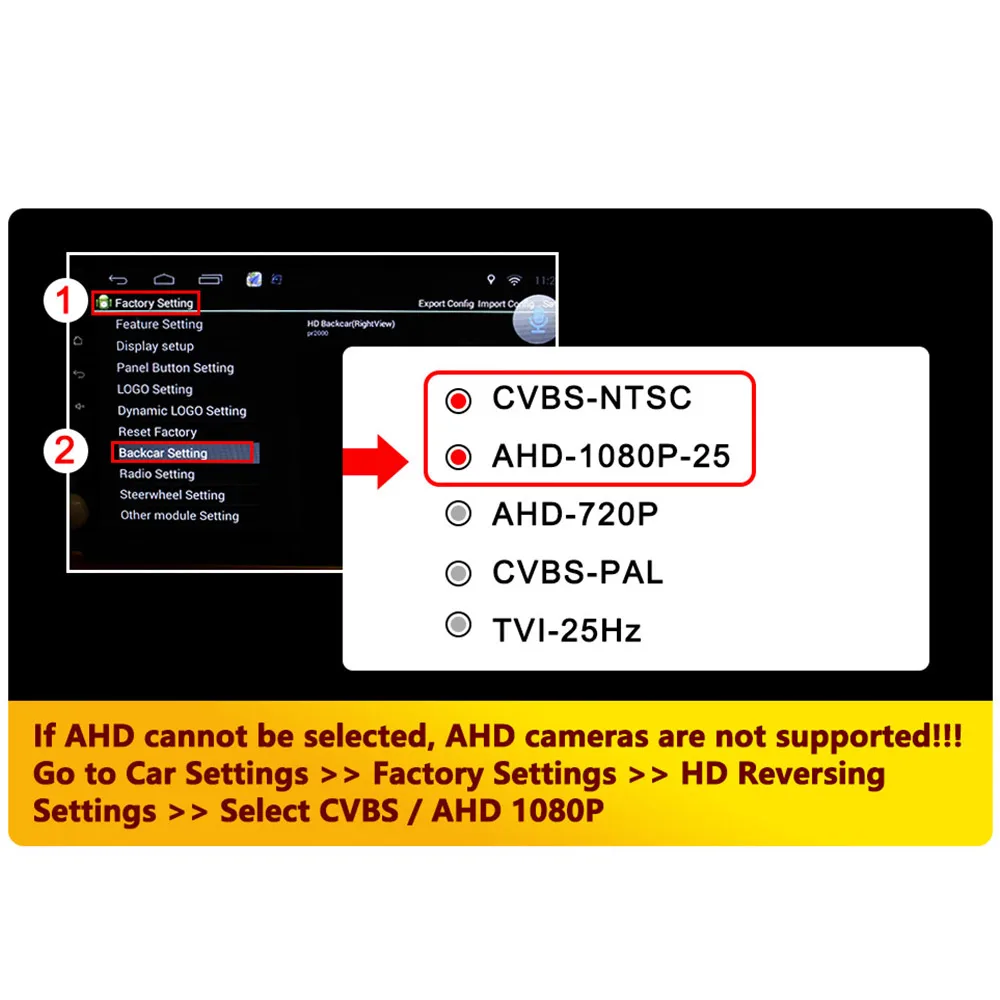 AHD 1920x1080P CVBS Vehicle Car Rear View Camera Night Vision Yellow/Black Metal Body HD Universal Reverse 12V Backup Camera