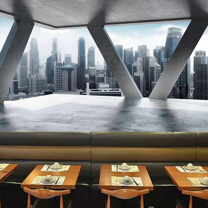 Customized Mural 3D City Building Sky Wallpapers Restaurant Cafe Study Living room sofa TV background wall bedroom Hotel photo
