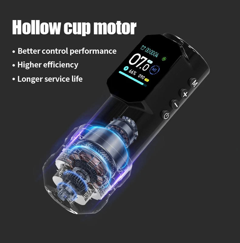 Black Warrior Large Color Screen Digital Display Wireless Tattoo Machine 1500mAh Powerful LowNoise Motor For Permanent Makeup