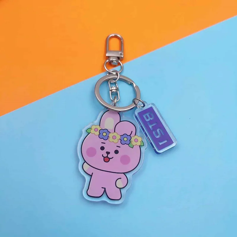 Kawaii BT21 Anime Tata Rj Chimmy Cooky Shooky Mang Koya Cartoon Acrylic Keychain Pendant Backpack Pendant