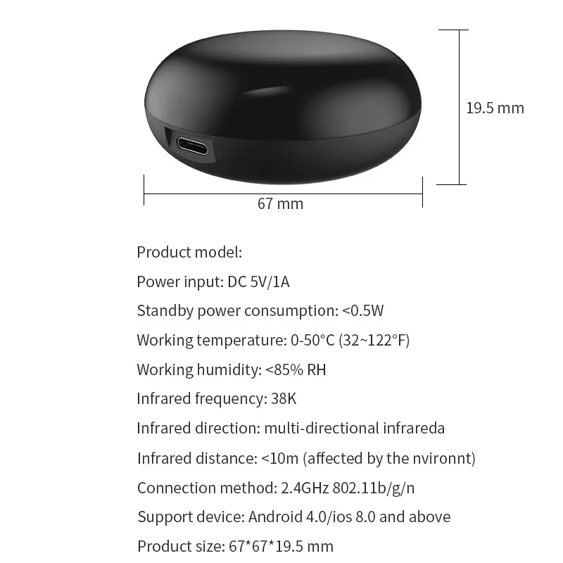 Smart Tuya Universal IR Remote Control Wi-Fi Bluetooth Voice Control for Smart Home TV Air Conditioner