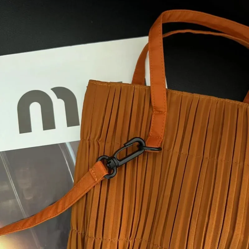 SMVP Pleated Solid Color Handbag Fashion Casual Original Design Creative Large Capacity Handbag 2025 New