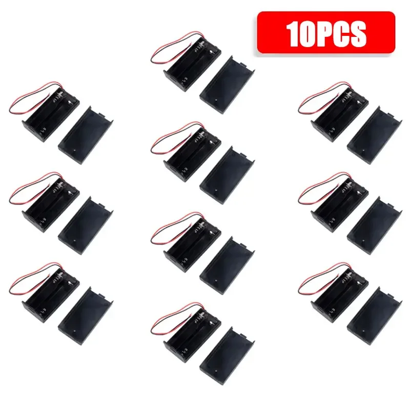 10PCS 3V Black 2 Cell Slot AA Battery Holder Storage Case Box with Cover ON/OFF Switch Component for DIY PC Workstation Setup