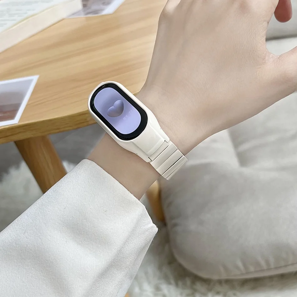 สายรัดโลหะสำหรับ Xiaomi Mi band 8 7 6 5 4 3สายนาฬิกาแฟชั่นสายสแตนเลส INS เปลี่ยนสายรัดข้อมือ Correa