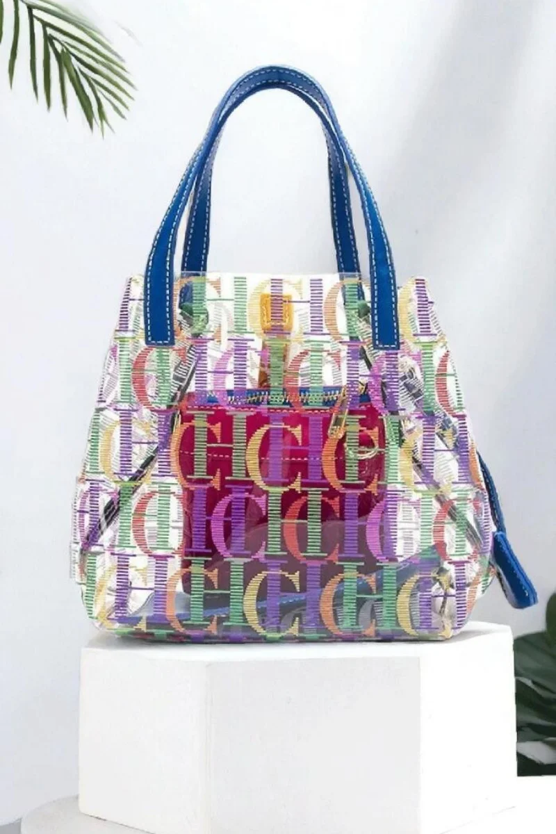

Women's Bucket Shaped Bag with Letter Pattern Fashion Shopping Bag Crossbody Bag Women's Large Capacity Transparent Tote Bag