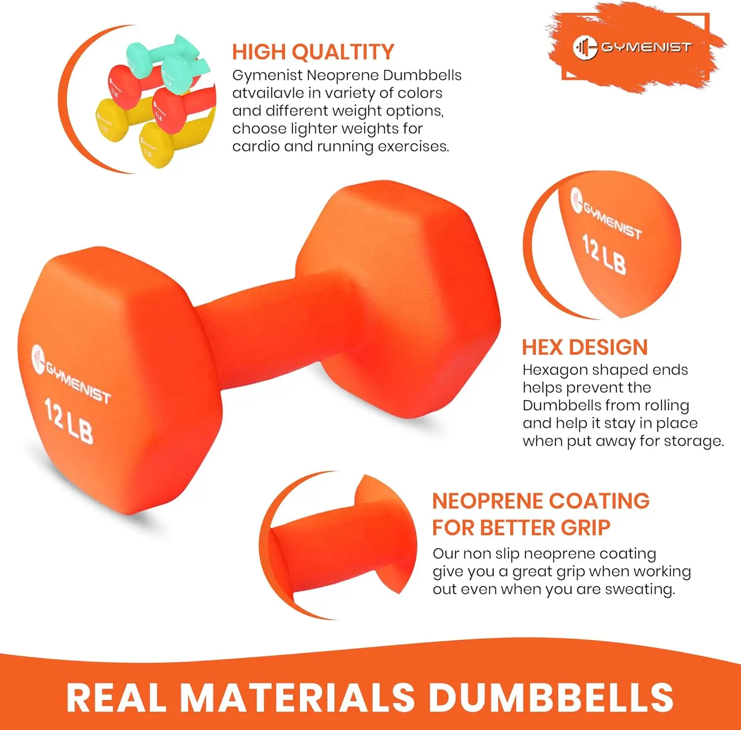 滑り止めネオプレンダンベル - 2セット ホームジムフィットネスウェイト