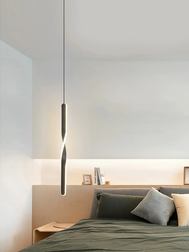 Long Dining Chandelier Modern Nordic Lighting Creative Personalized LED Background Wall Light Bedroom Bedside Table Pendant