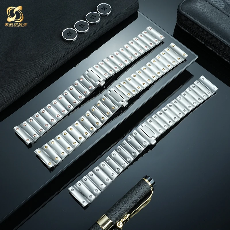Quick Release Watch Chian Men 21mm for Cartier Santos WSSA0010 0009 Solid Stainles Steel Strap WHSA0007 Wristband Bracelet