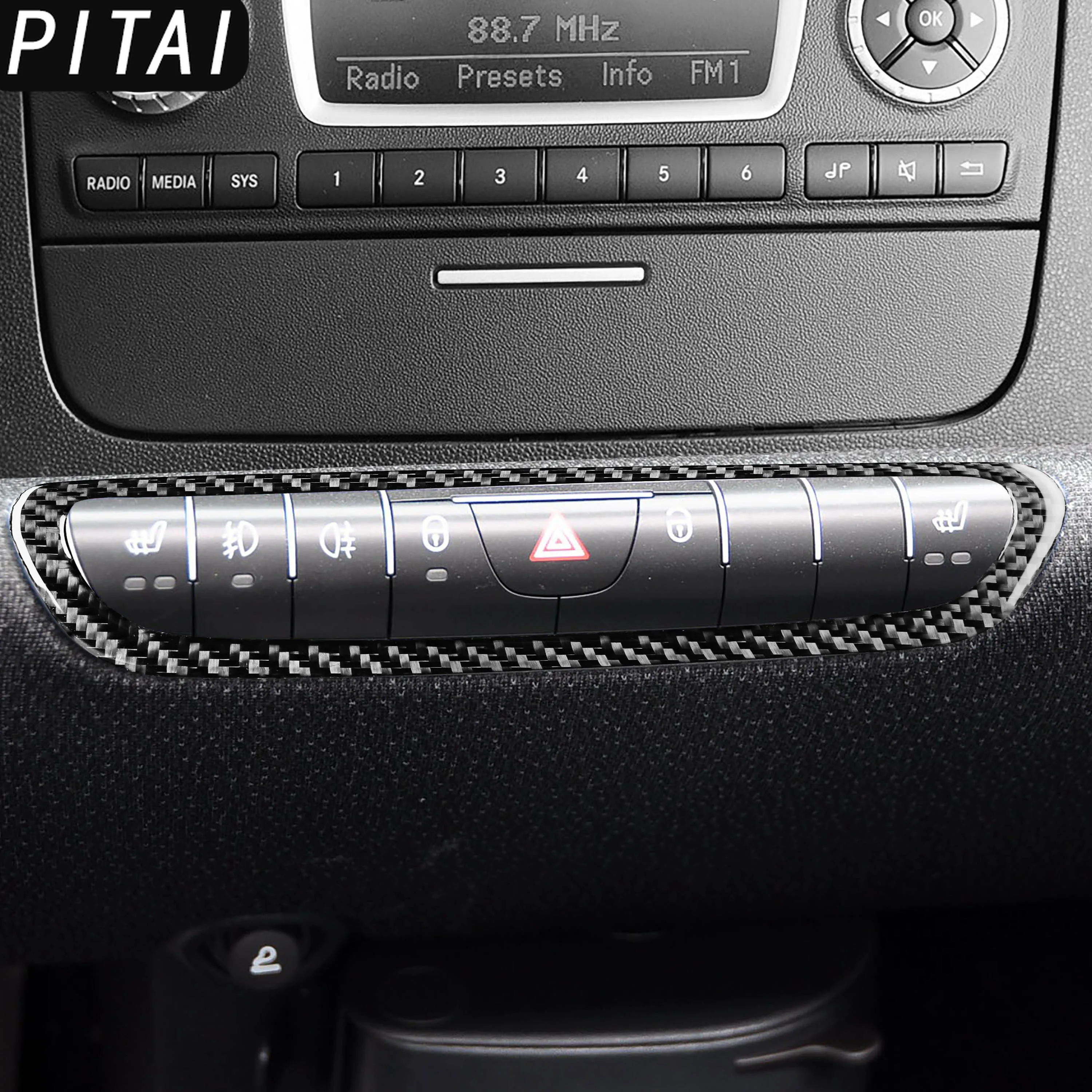 For Benz Smart Fortwo 451 Coupe 2011-2015 Carbon Fiber Seat Heating Button Frame Panel Car Interior Accessories Trim Sticker