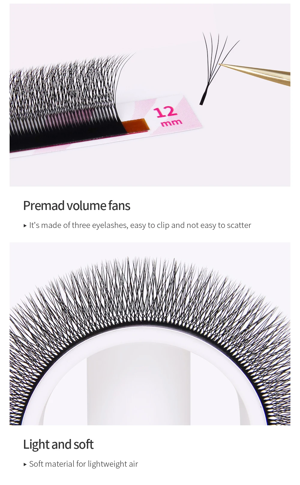 GLAMLASH Schmale 3D 4D 5D Wimpernverlängerung V-förmige Volumenfächer W-Form Wimpern BASF Natürliche Dichte Faux Mink Wimpern – Detail 6