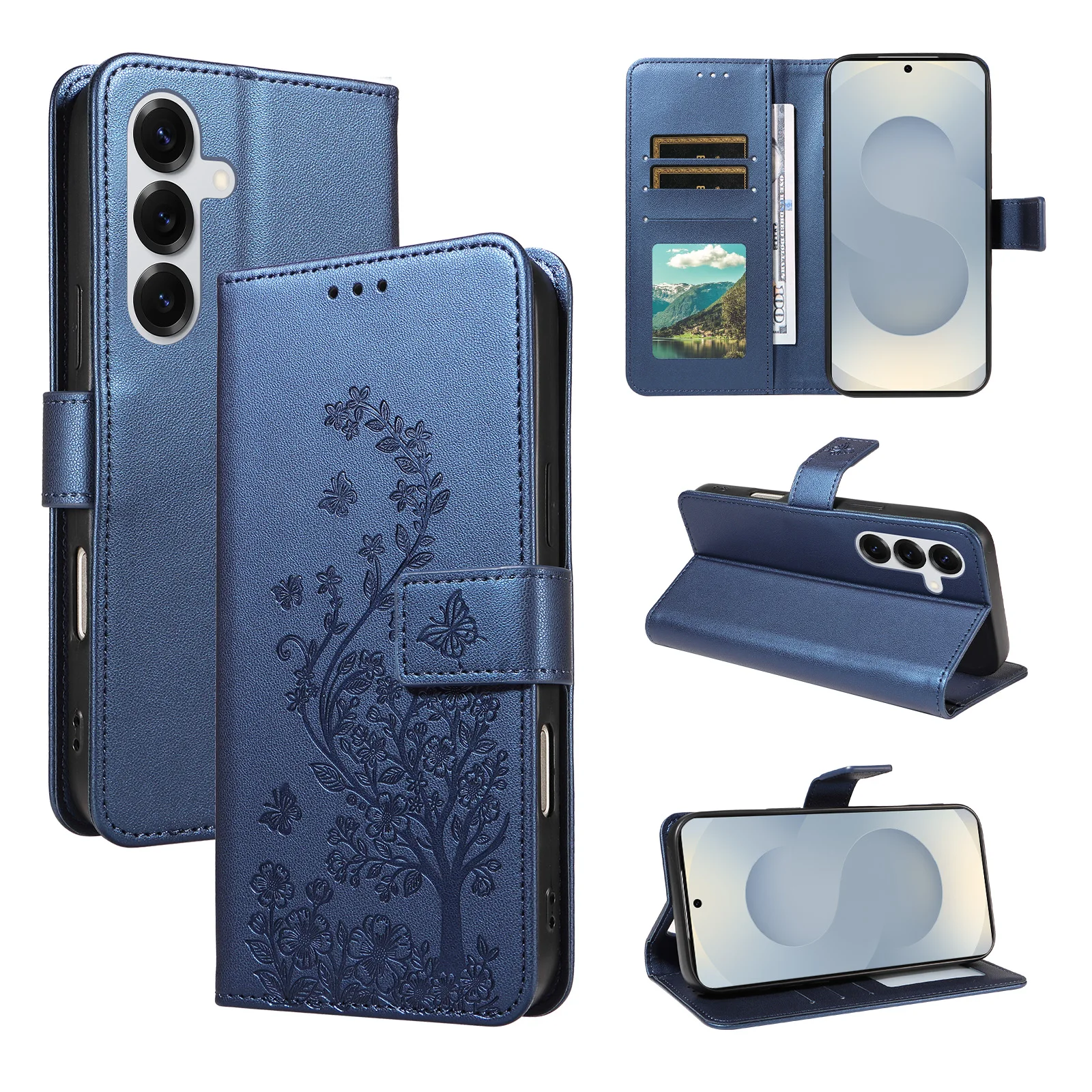 Capa Protetora Estilo Carteira com Relevo para Samsung A57, A56, A55, A54, A17, A37, A36, Portátil, Elegante, Anti-Queda, Com Slot para Cartão, Capa de Telefone em Couro Sintético