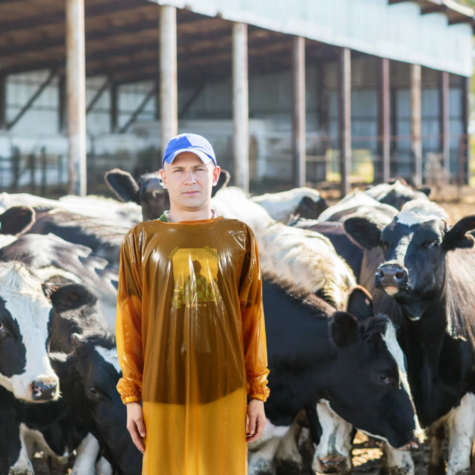 

Splash-Proof Waterproof Work Overalls Elastic Cuff Smock Acid-Resistant Wear-Resistant for Stone Factory Slaughterhouse Farm
