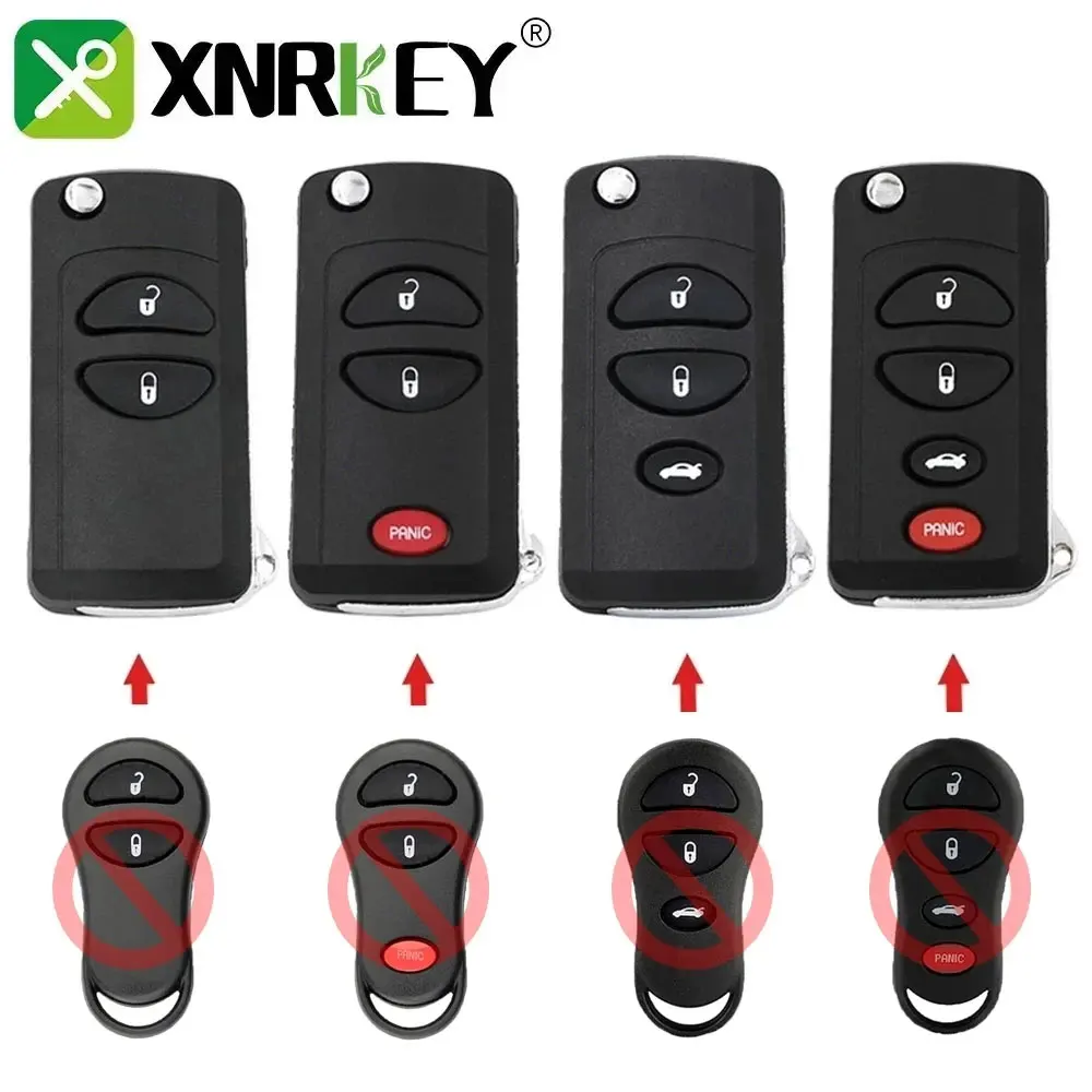 

XNRKEY Fliping Remote Key CASE for Jeep Grand Cherokee For Chrysler PT Cruiser Voyager CONVERSION to flip key with uncut blade