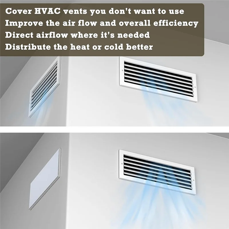 A08I 5 قطع من أغطية فتحات التهوية المغناطيسية، 5.5 × 12 بوصة للأرضية أو الجدار أو فتحات السقف وسجلات الهواء، لـ RV، HVAC المنزلي وفتحات التيار المتردد