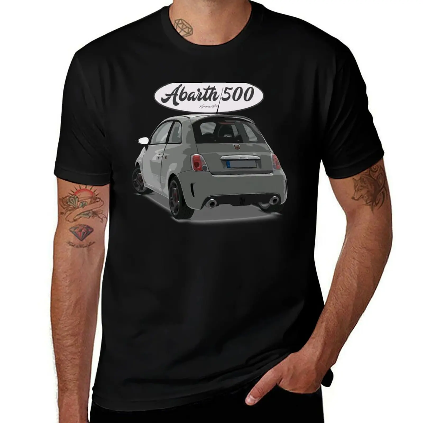

ABARTH 500 Grey White Back T-Shirt Casual Trendy Streetwear Tee Shirt