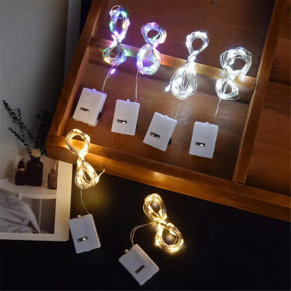 10/20 قطعة LED سلسلة أضواء النحاس الفضة سلك جارلاند ضوء 3 طرق LR44 بطارية الجنية أضواء لعيد الميلاد حفل زفاف ديكور