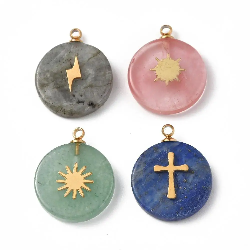 

5pcs Natural Stone Pendants Watermelon Stone Green Aventurine Lapis Lazuli Dangles Pendants DIY Earring Necklaces Jewelry Making