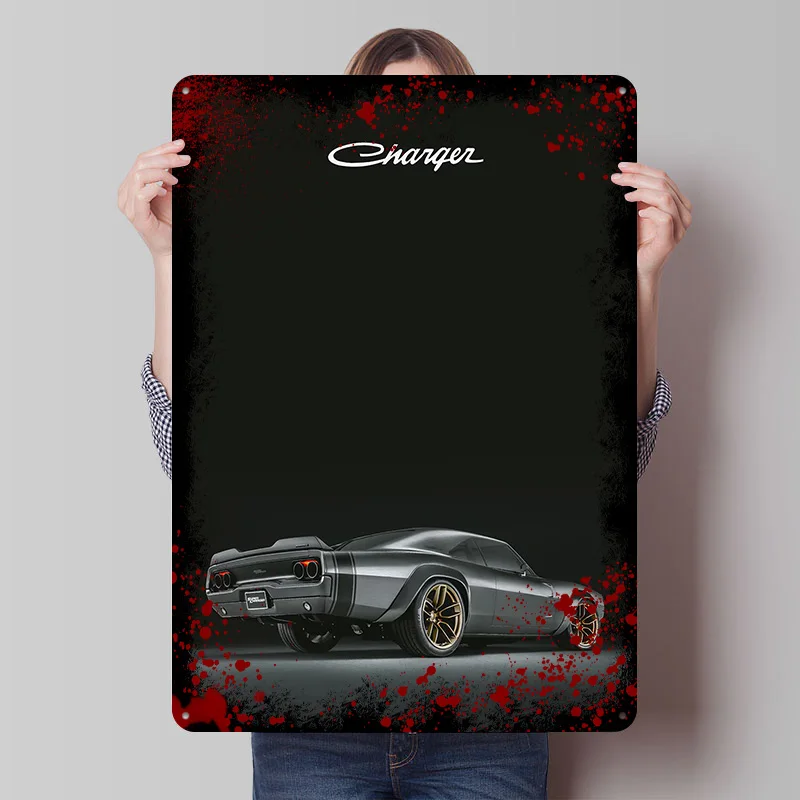 Sports Charger Car Metal Poster Custom Wall Art Retro Vintage Tinplate Signs for Fans Mancave Decoration Gaming Room Ornaments
