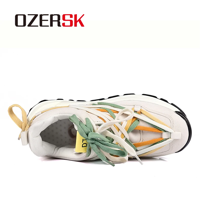 OZERSK-Baskets décontractées en daim pour hommes, chaussures à lacets confortables, chaussures de sport à plateforme polyvalente, chaussures de marche pour étudiants, mode de printemps